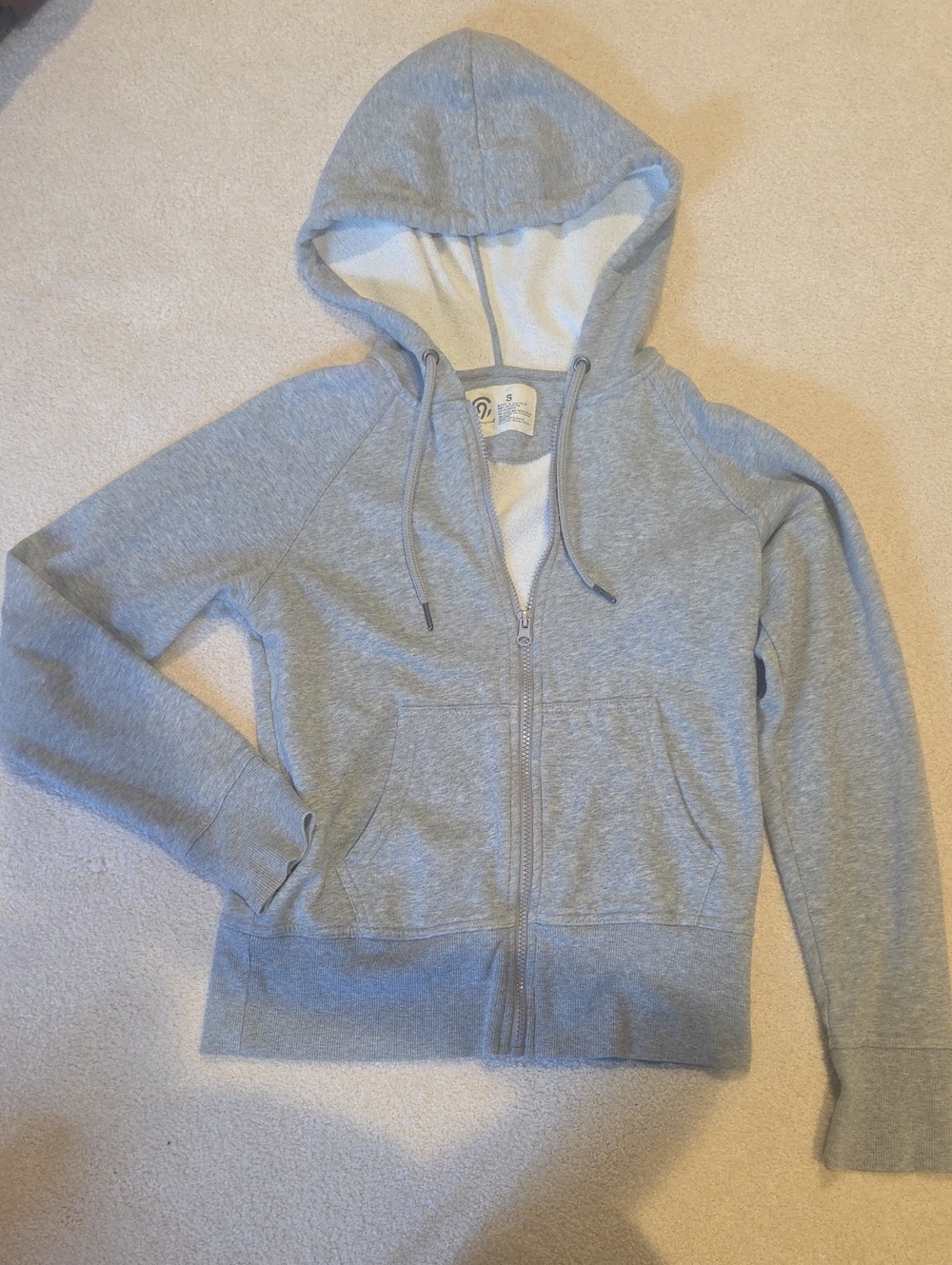 Champion Light Grey Zip-Up drawstring hoodie